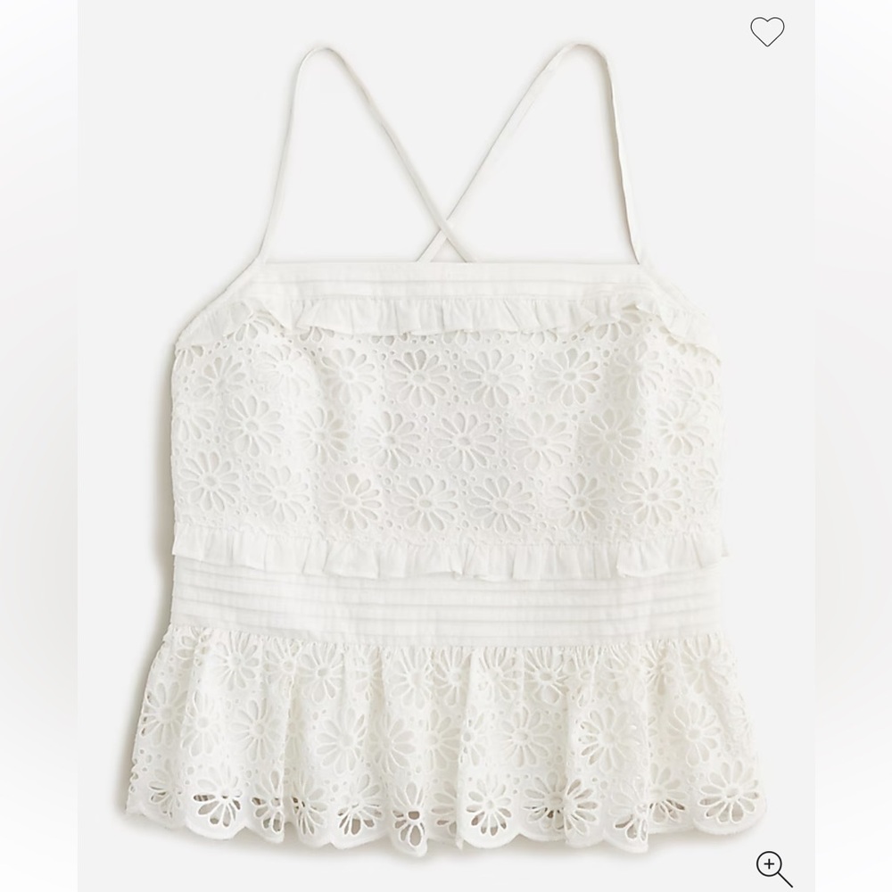 Jcrew Cross back‎ smocked waist eyelet top